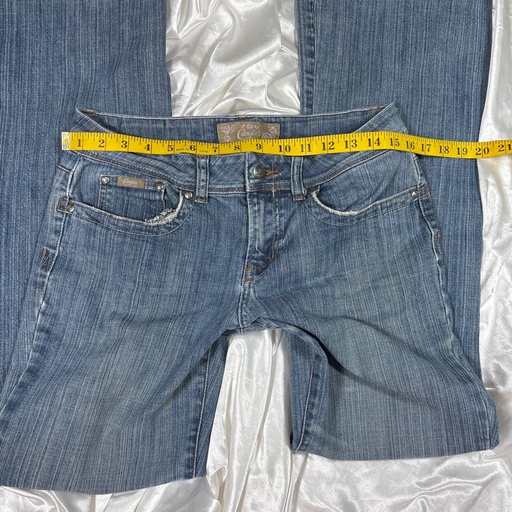 y2k Candies Flare Jeans Blue Good Low Rise Distressed Bootcut Denim Size 9 - Picture 4 of 7
